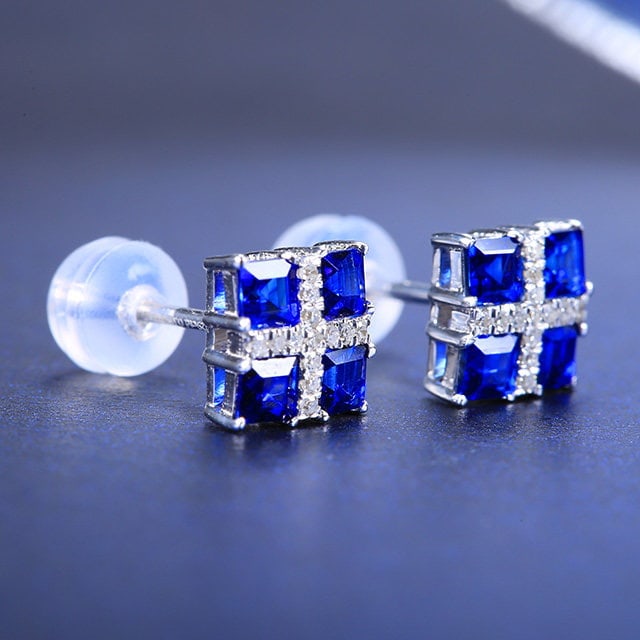 14k Gold 1.37 Ctw Natural Sapphire & Diamond Earrings - 3