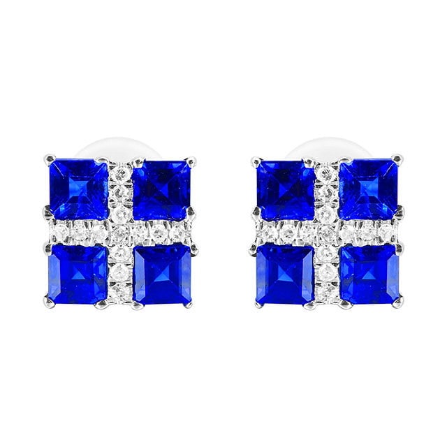 14k Gold 1.37 Ctw Natural Sapphire & Diamond Earrings - 5