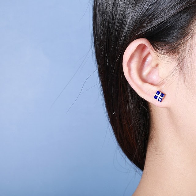 14k Gold 1.37 Ctw Natural Sapphire & Diamond Earrings - 6