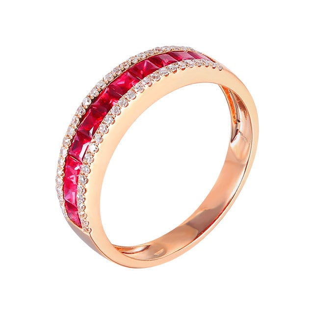 14k Gold 0.81 Ctw Natural Ruby & Diamond Ring - 5