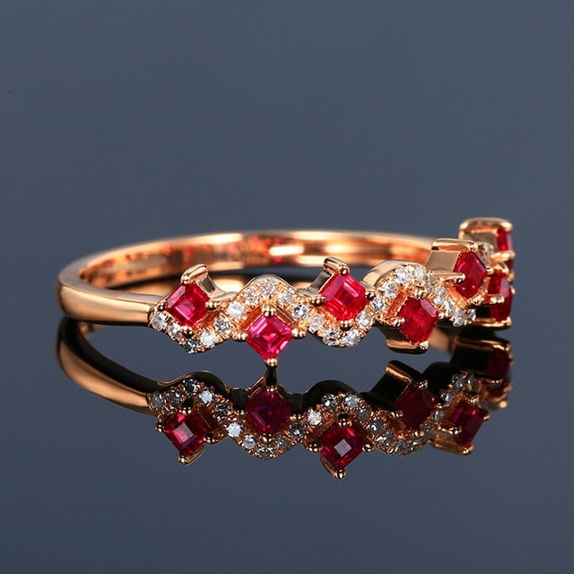 14k Gold 0.47 Ctw Natural Ruby & Diamond Ring - 3