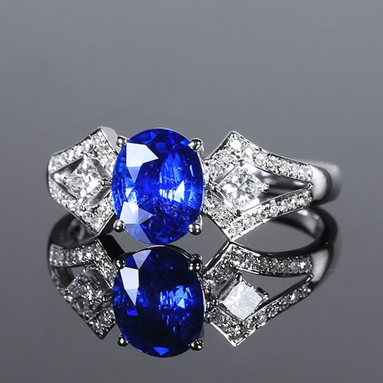 14k Gold 1.30 Ctw Natural Sapphire & Diamond Ring - 3