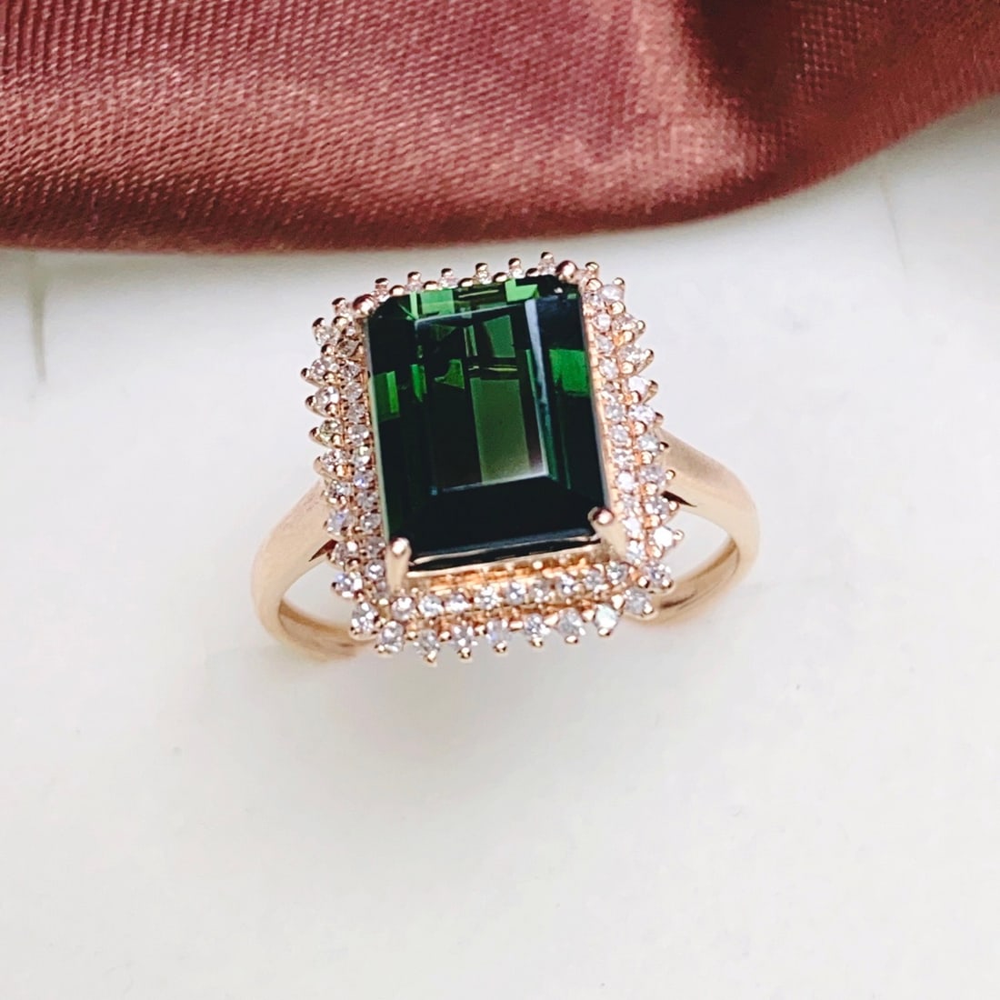 14k Gold 4.00 Ct Natural Tourmaline & Diamond Ring - 4