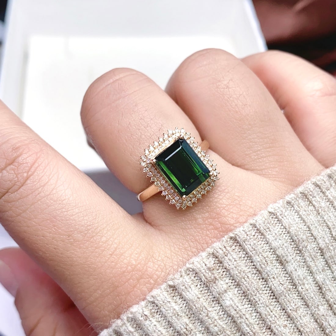 14k Gold 4.00 Ct Natural Tourmaline & Diamond Ring - 5