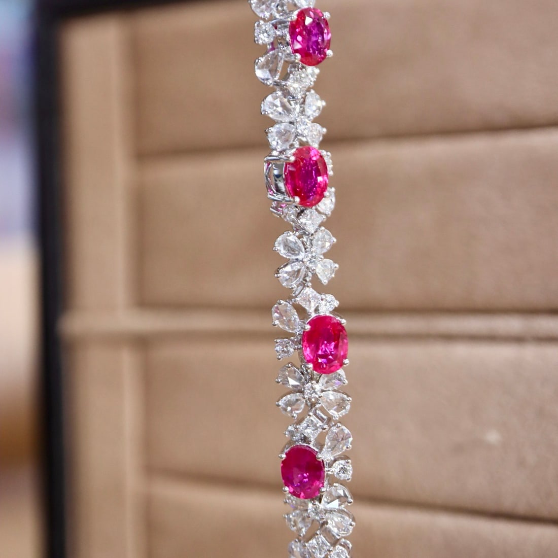 14k Gold 6.25 Ctw Natural Ruby & Diamond Bracelet - 3