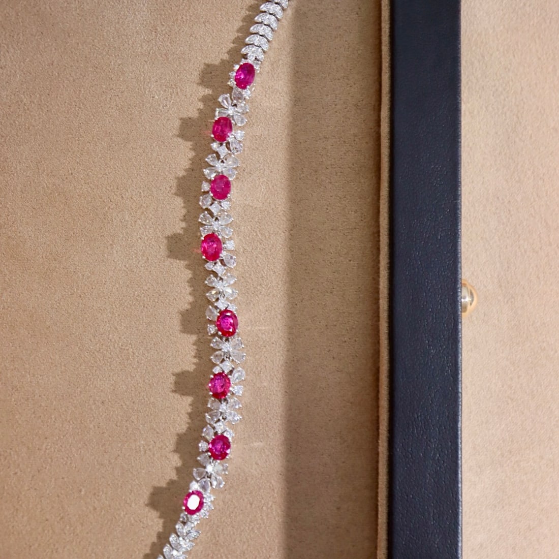 14k Gold 6.25 Ctw Natural Ruby & Diamond Bracelet - 4