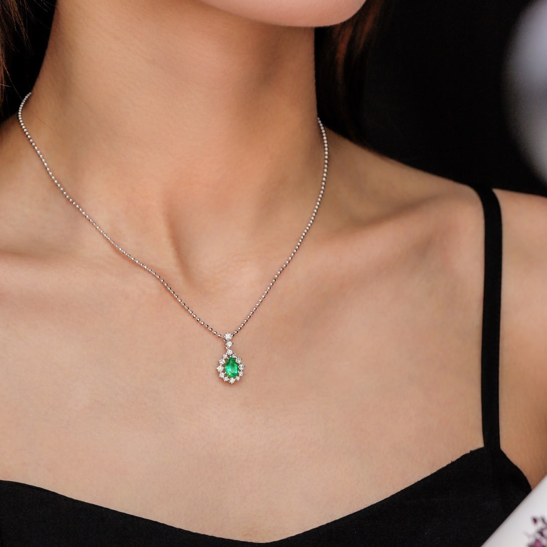 14k Gold 1.23 Ctw Natural Emerald & Diamond Pendant( Without Chain ) - 5