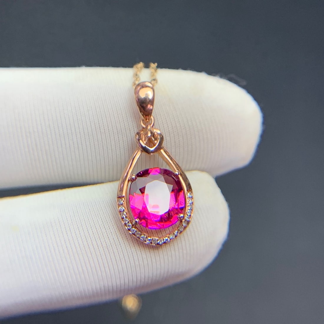 14k Gold 1.68 Ct Natural Tourmaline & Diamond Pendant( Without Chain ) - 5