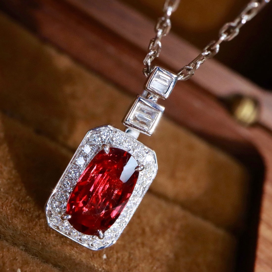 14k Gold 1.20 Ctw Natural Ruby & Diamond Pendant( Without Chain ) - 3