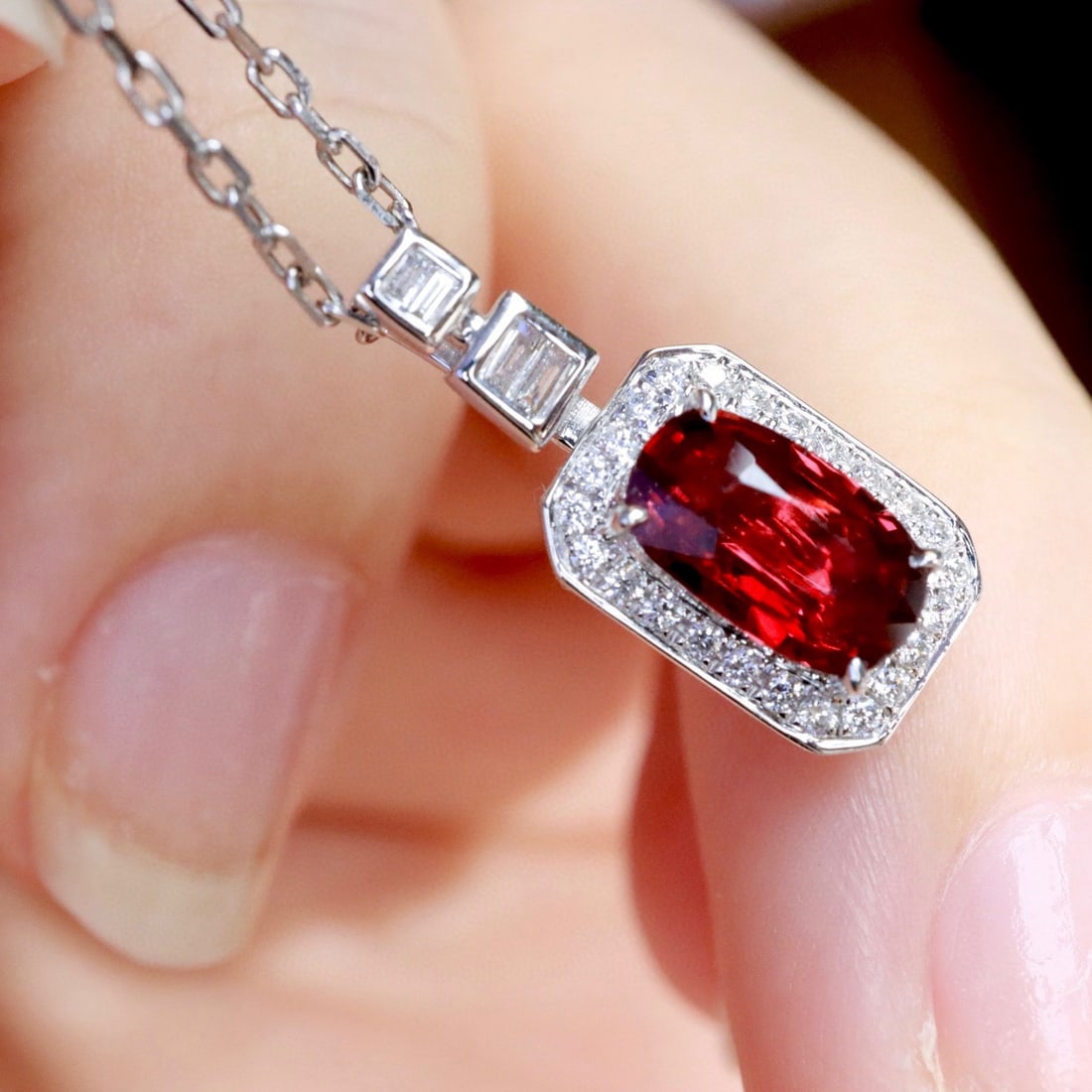 14k Gold 1.20 Ctw Natural Ruby & Diamond Pendant( Without Chain ) - 4