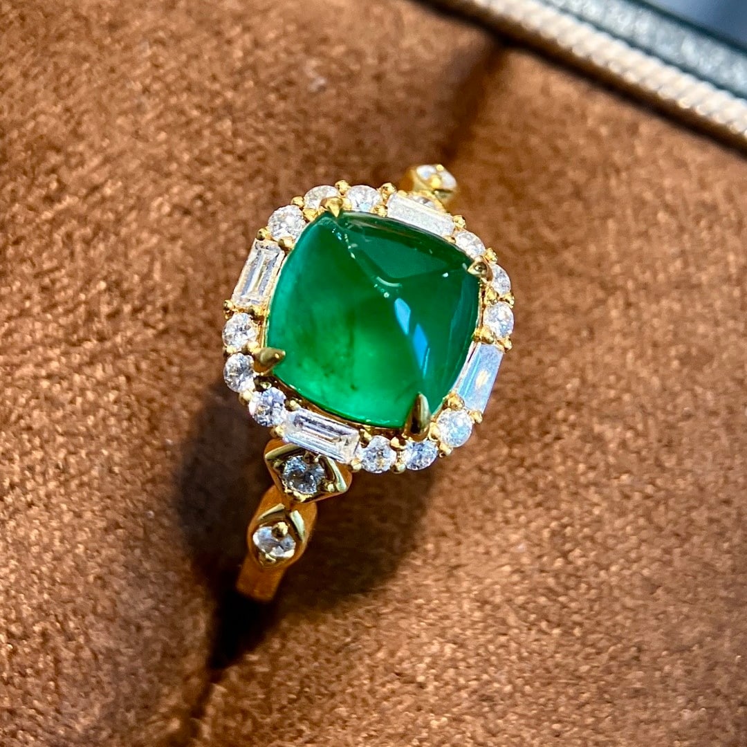 14k Gold 2.59 Ctw Vivid Green Natural Emerald & Diamond Ring - 5