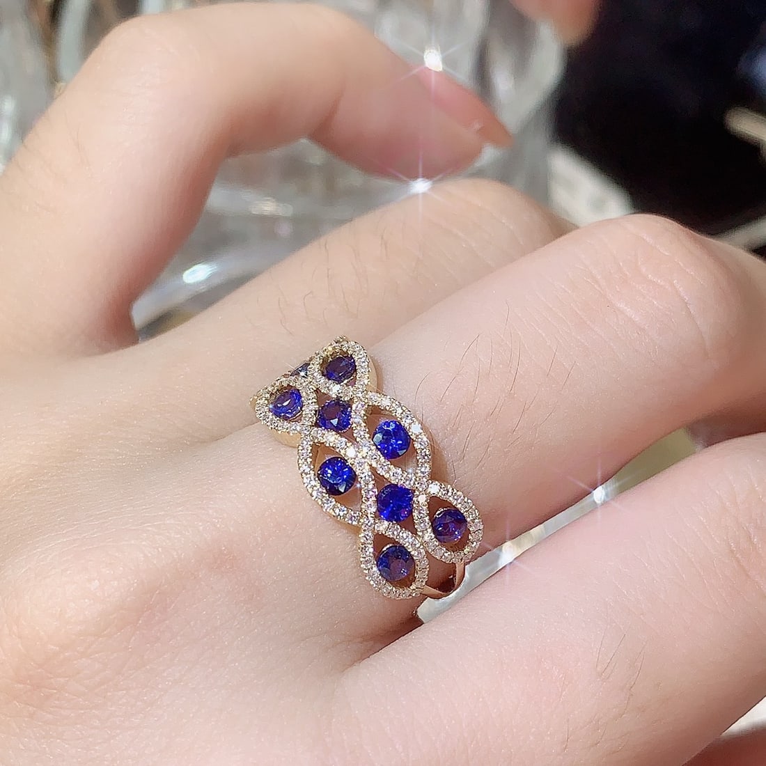 14k Gold 1.61 Ctw Natural Sapphire & Diamond Ring - 3