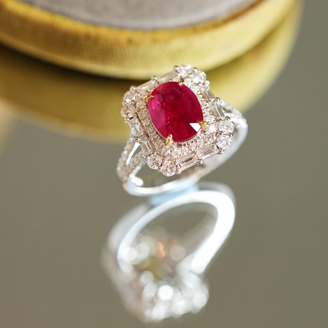 14k Gold 3.10 Ctw Natural Ruby & Diamond Ring - 2