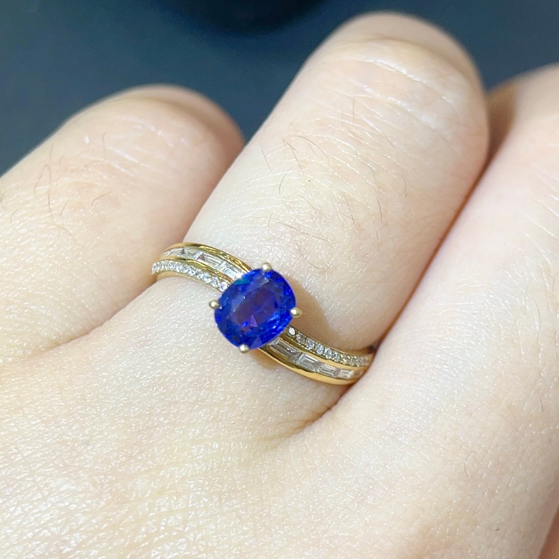14k Gold 1.33 Ctw Natural Sapphire & Diamond Ring - 6