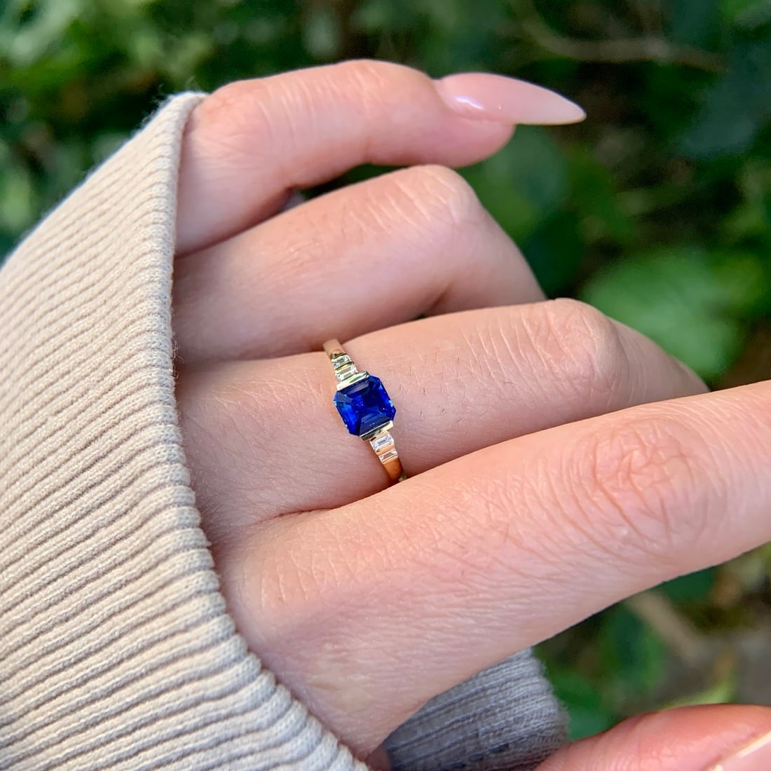 14k Gold 1.29 Ctw Natural Sapphire & Diamond Ring - 3