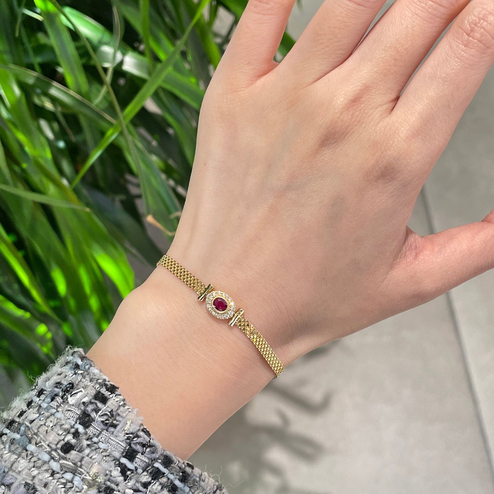 14k Gold 0.35 Ct Natural Ruby & Diamond Bracelet - 2