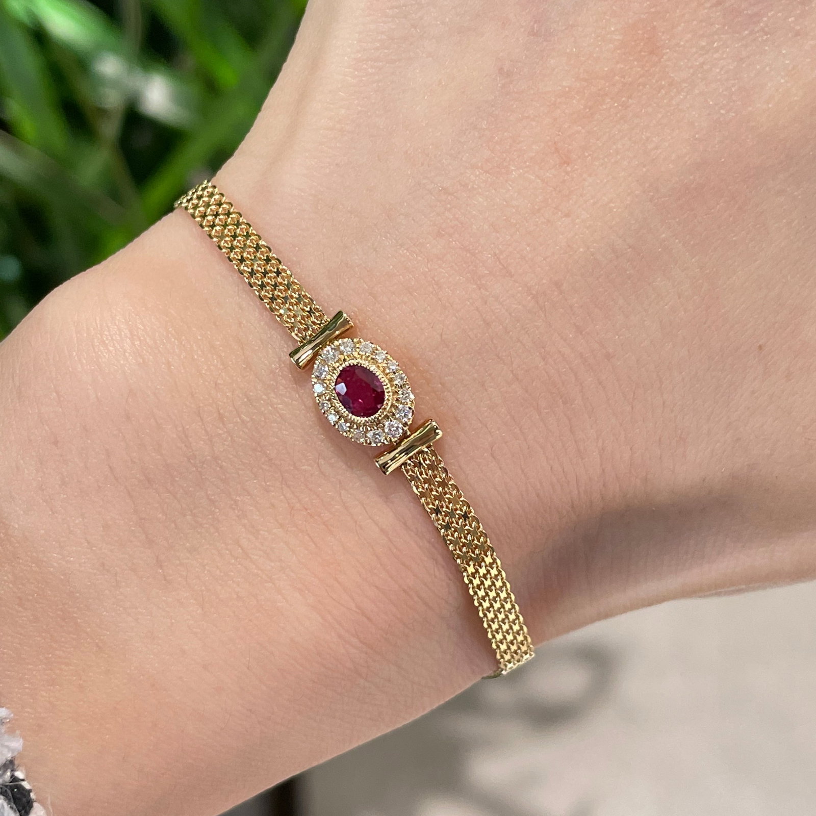 14k Gold 0.35 Ct Natural Ruby & Diamond Bracelet - 4