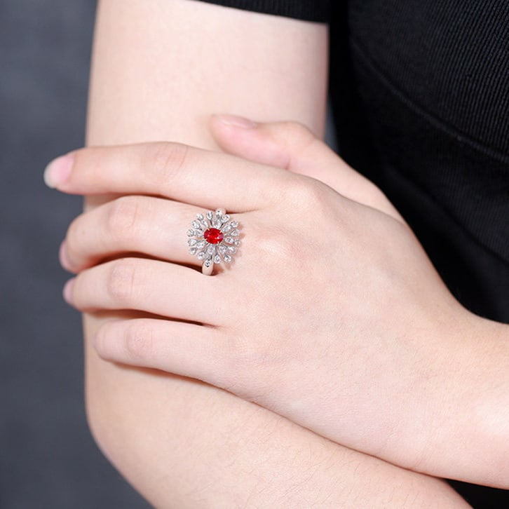 14k Gold 1.03 Ctw Natural Ruby & Diamond Ring - 7