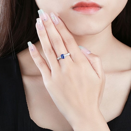 14k Gold 1.54 Ctw Natural Sapphire & Diamond Ring - 6