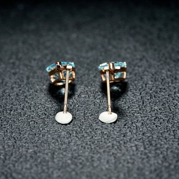 14k Gold 3.13 Ct Natural Aquamarine & Diamond Earrings - 5