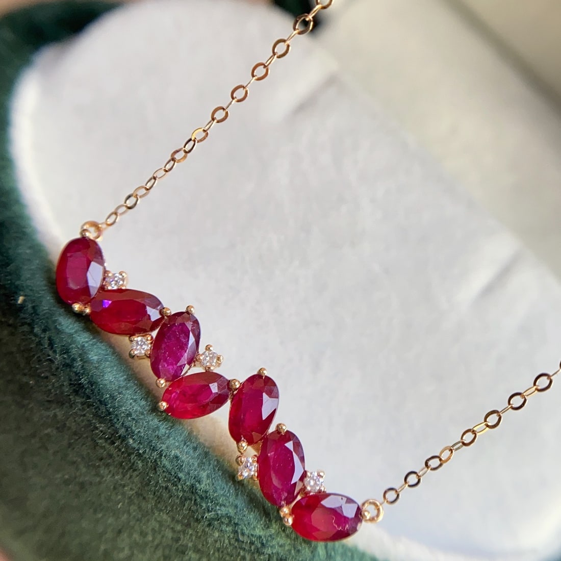 14k Gold 2.80 Ct Natural Ruby & Diamond Necklace - 3