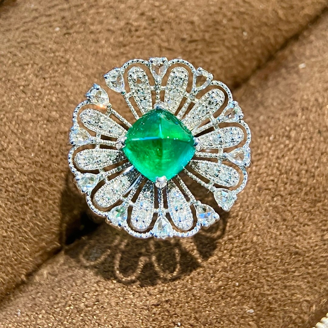 14k Gold 2.49 Ctw Vivid Green Natural Emerald & Diamond Ring - 3