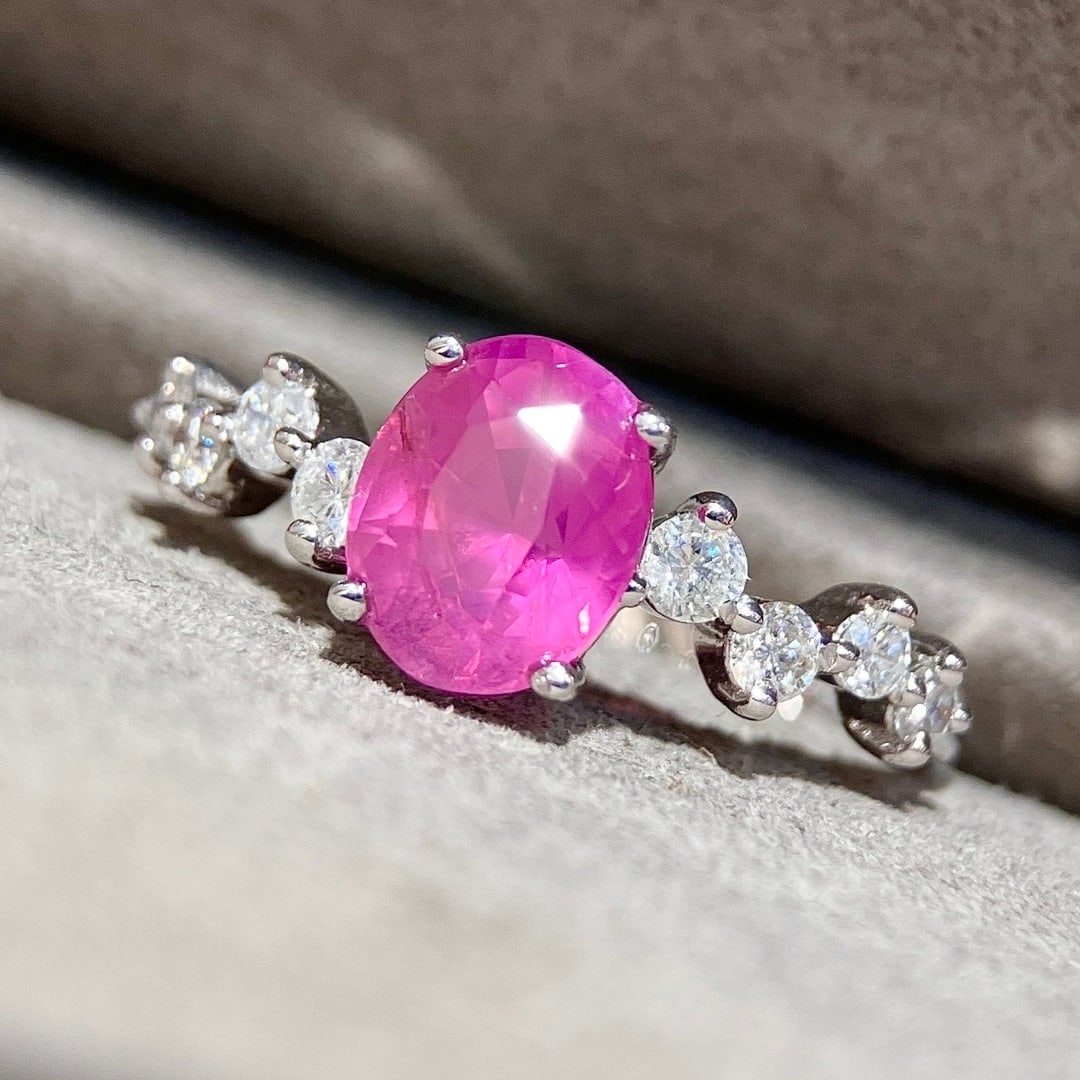 14k Gold 1.91 Ctw Natural Padparadscha Sapphire & Diamond Ring - 2