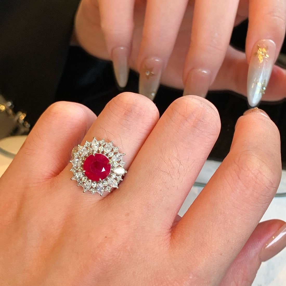 14k Gold 4.04 Ctw Natural Ruby & Diamond Ring - 4