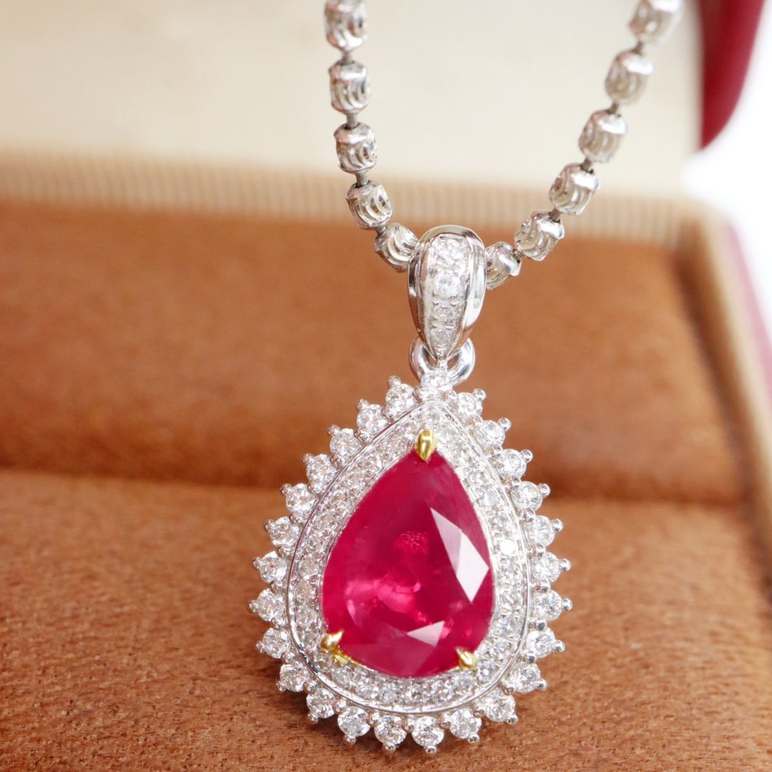 14k Gold 1.41 Ctw Natural Ruby & Diamond Pendant( Without Chain ) - 2