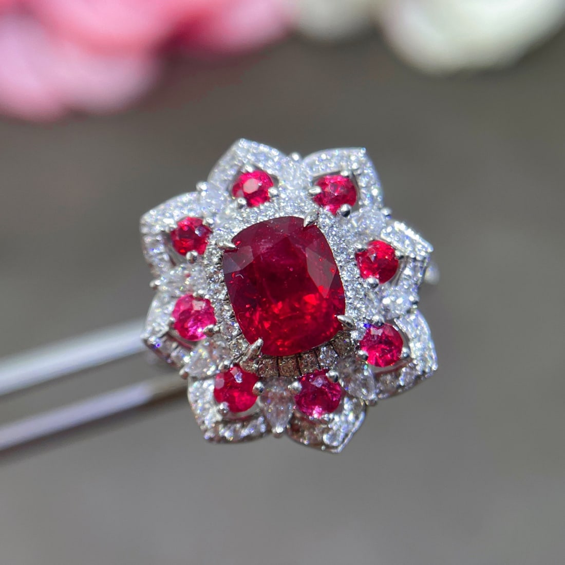 14k Gold 2.80 Ctw Natural Spinel & Diamond Ring/pendant( Without Chain ) - 2