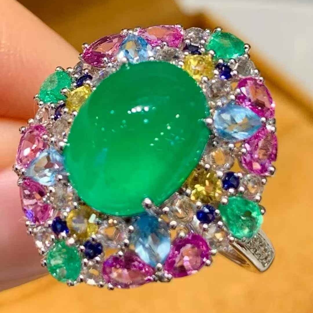 14k Gold 4.02 Ct Natural Emerald & Diamond Ring - 2