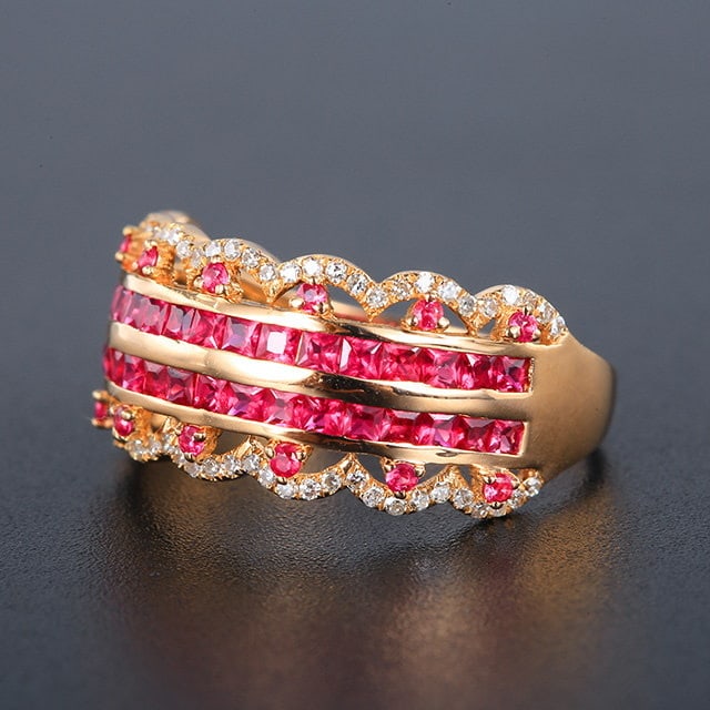 14k Gold 1.28 Ctw Natural Ruby & Diamond Ring - 2