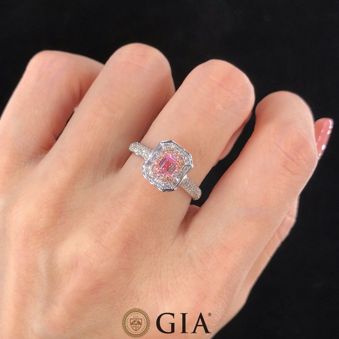 Gia Certified 14k Gold 0.66 Ctw Natural Pink Diamond & Diamond Ring/pendant( Without Chain ) - 7