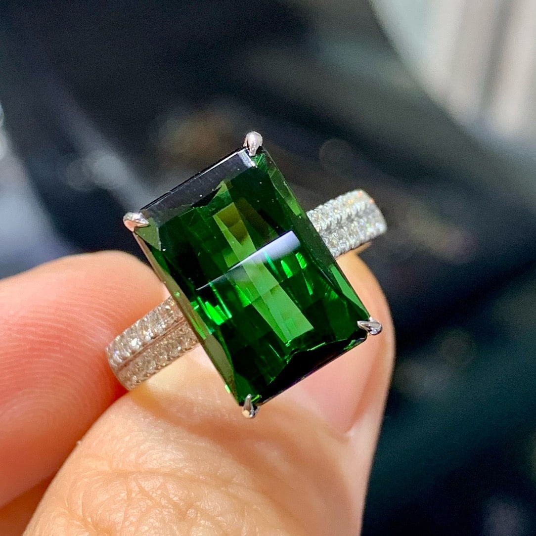 14k Gold 6.72 Ctw Natural Tourmaline & Diamond Ring - 2