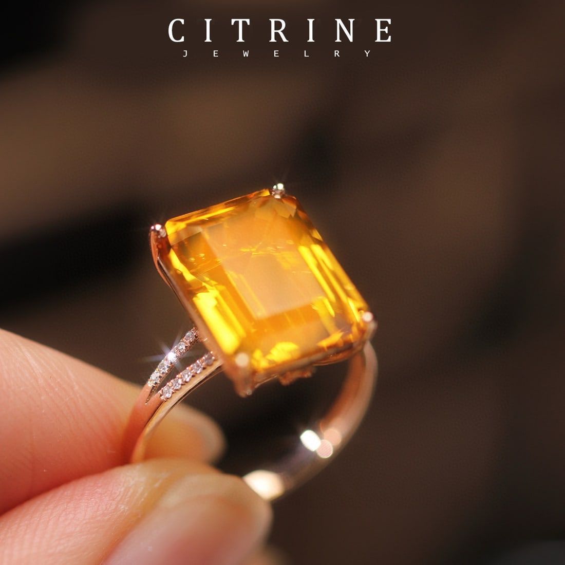 14k Gold 6.91 Ctw Natural Citrine & Diamond Ring - 4