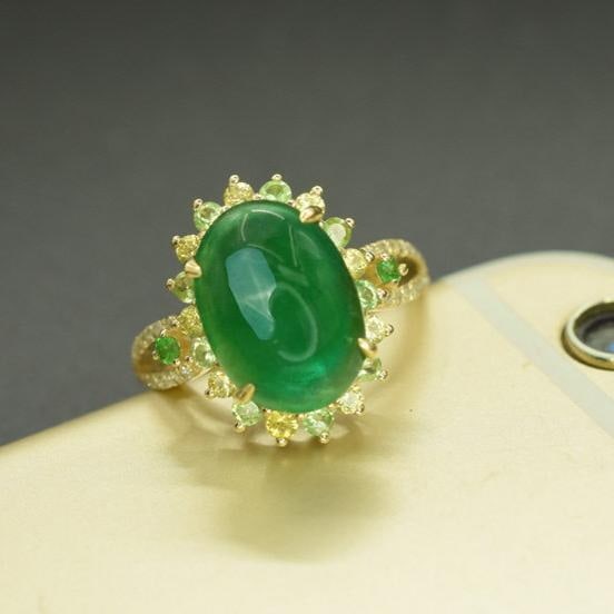 14k Gold 5.21 Ctw Natural Emerald & Sapphire Ring - 3
