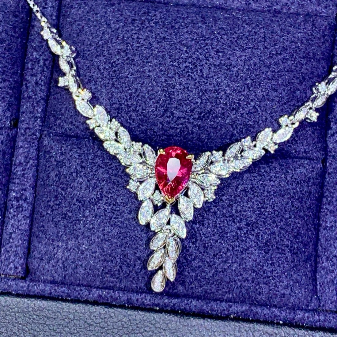 14k Gold 1.40 Ctw Natural Ruby & Diamond Necklace - 4