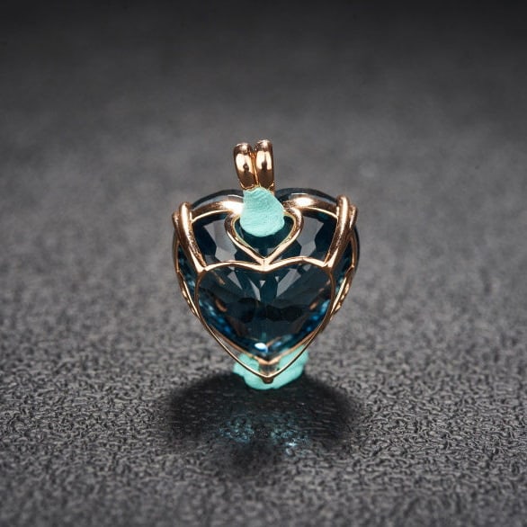 14k Gold 21.82 Ct Natural Topaz & Diamond Pendant( Without Chain ) - 5