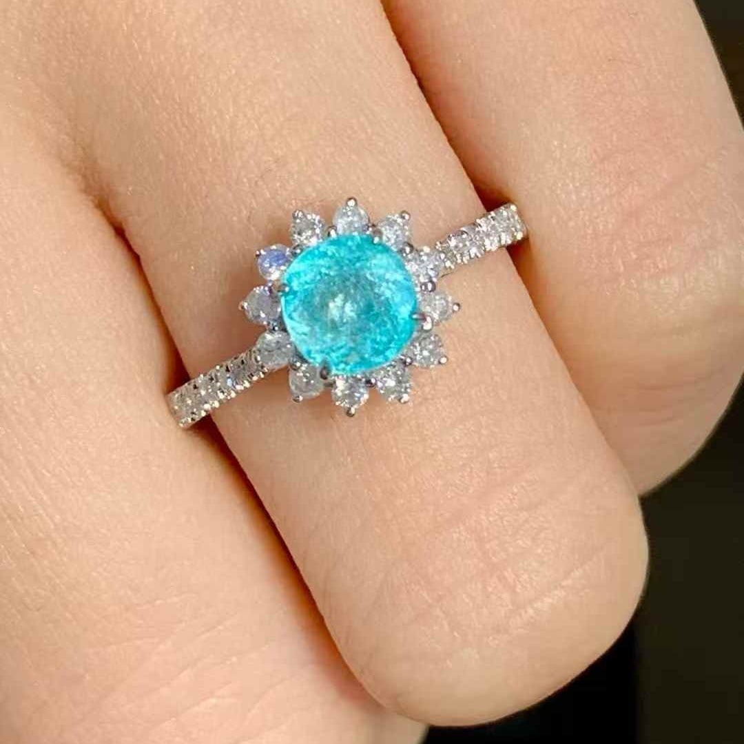 14k Gold 1.02 Ct Natural Paraiba Tourmaline & Diamond Ring - 3