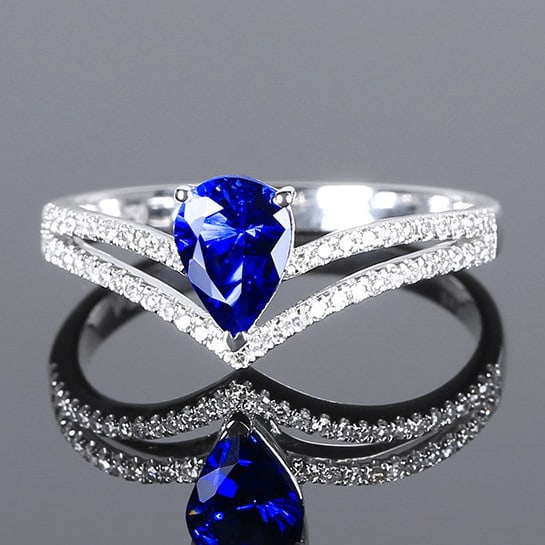 14k Gold 0.92 Ctw Natural Sapphire & Diamond Ring - 2