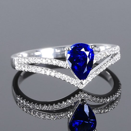 14k Gold 0.92 Ctw Natural Sapphire & Diamond Ring - 3