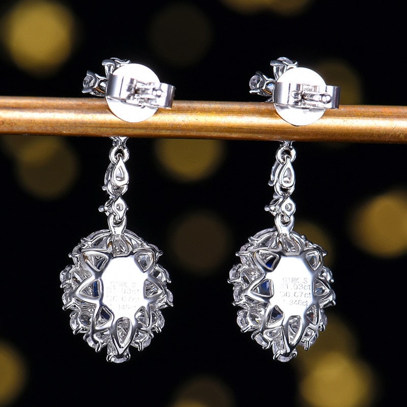 14k Gold 2.37 Ctw Natural Sapphire & Sapphire Earrings - 7