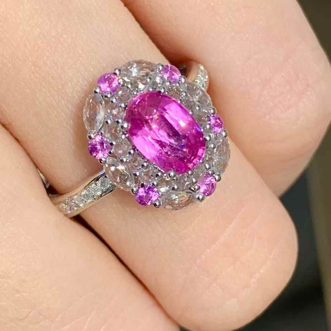 14k Gold 1.22 Ct Natural Sapphire & Diamond Ring - 6