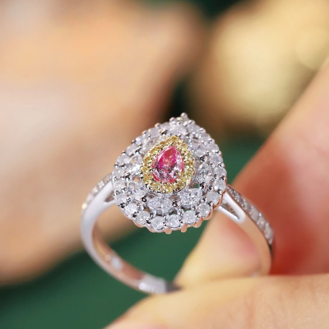 14k Gold 0.78 Ctw Natural Pink Diamond & Diamond Ring - 2
