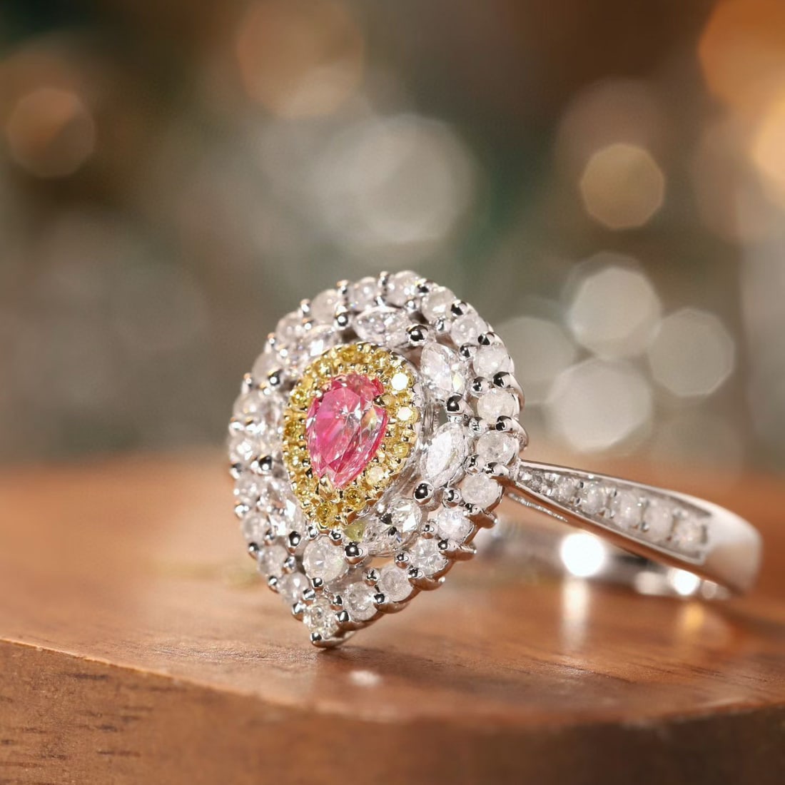 14k Gold 0.78 Ctw Natural Pink Diamond & Diamond Ring - 3