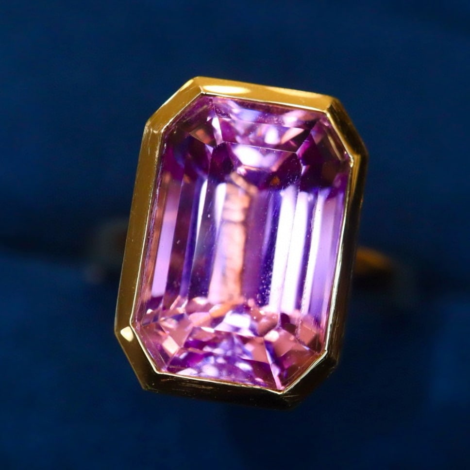 14k Gold 8.50 Ct Natural Kunzite Ring - 5