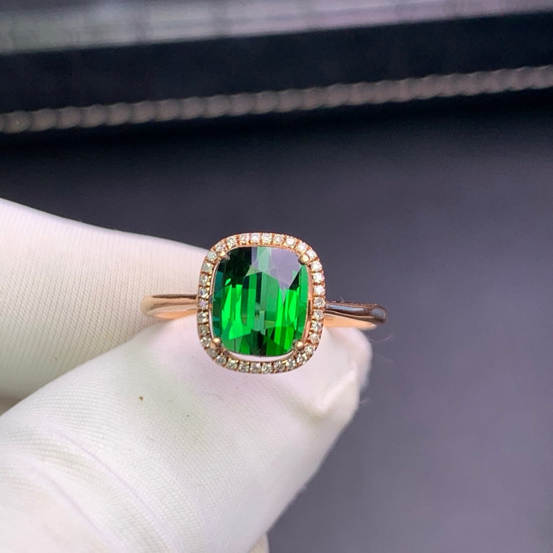 14k Gold 1.9 Ct Natural Tourmaline & Diamond Ring - 8