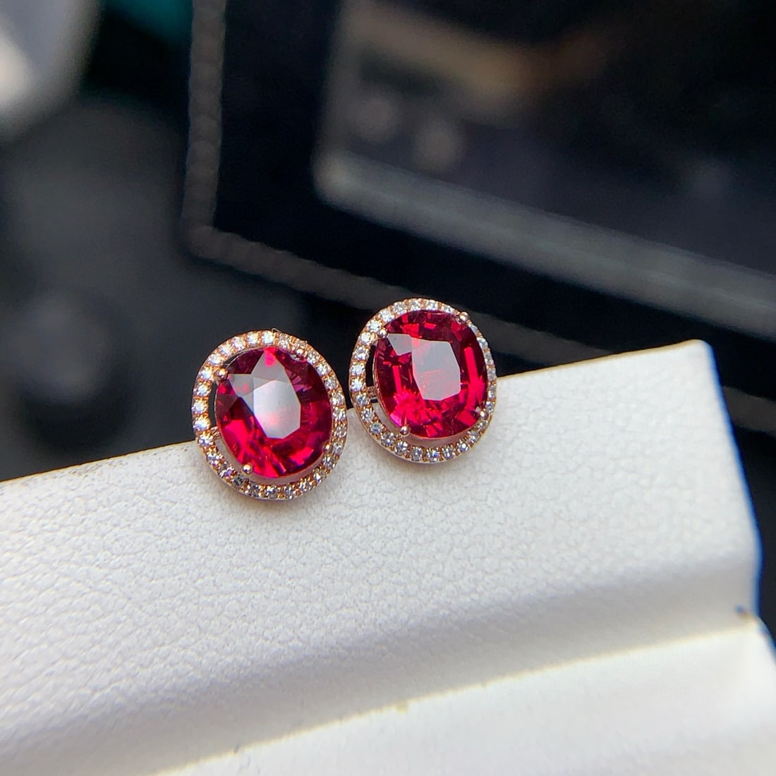 14k Gold 2.3 Ct Natural Tourmaline & Diamond Earrings - 2