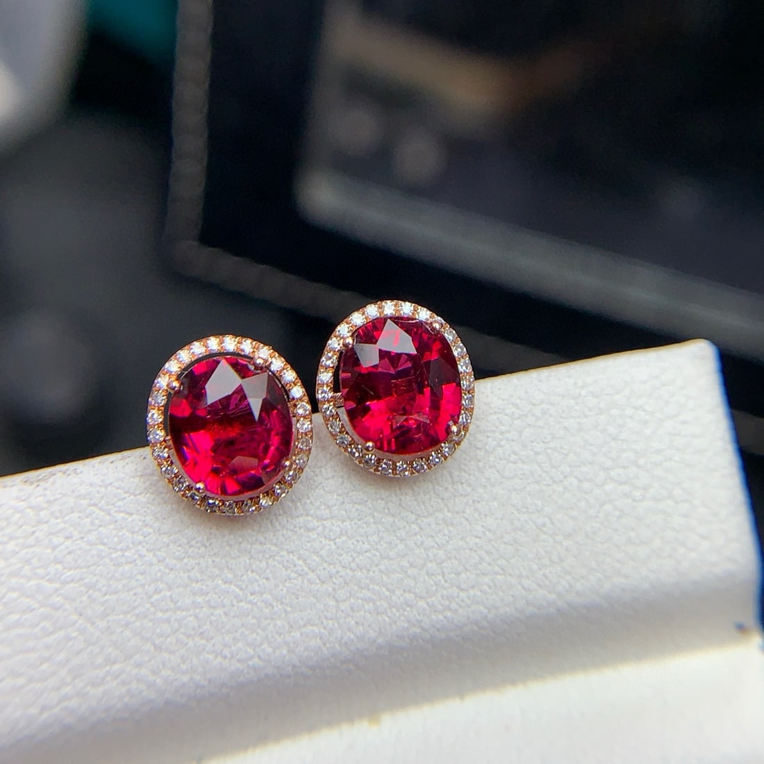 14k Gold 2.3 Ct Natural Tourmaline & Diamond Earrings - 3