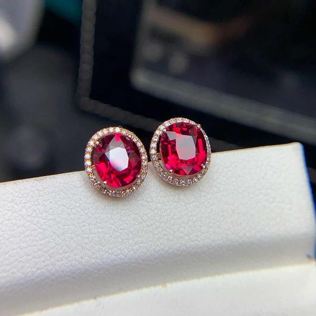 14k Gold 2.3 Ct Natural Tourmaline & Diamond Earrings - 5